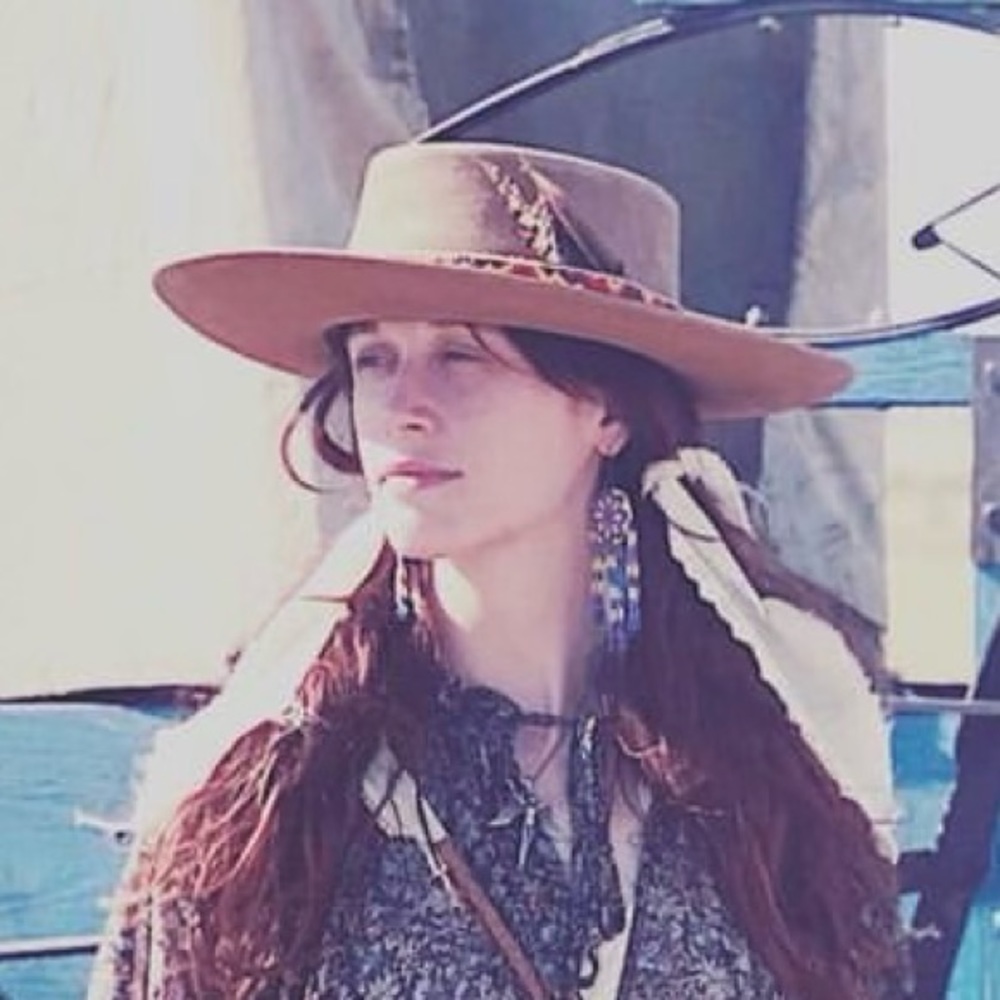 Handcrafted Gold Goddess Wide Brim Felt Gypsy Hat